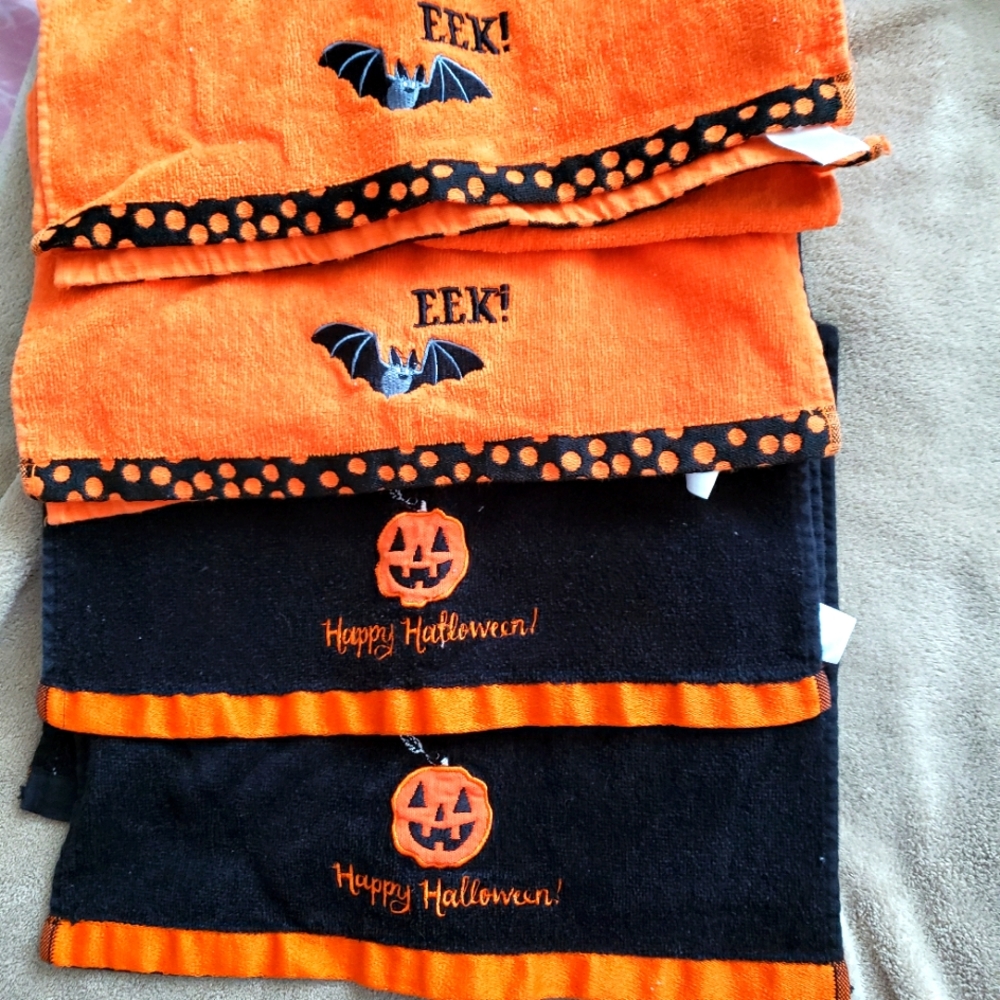 Four Halloween Hand Towels